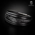 Schwarzes Lederarmband mit Feder Symbol – handgefertigter Look mit edlem Magnetverschluss